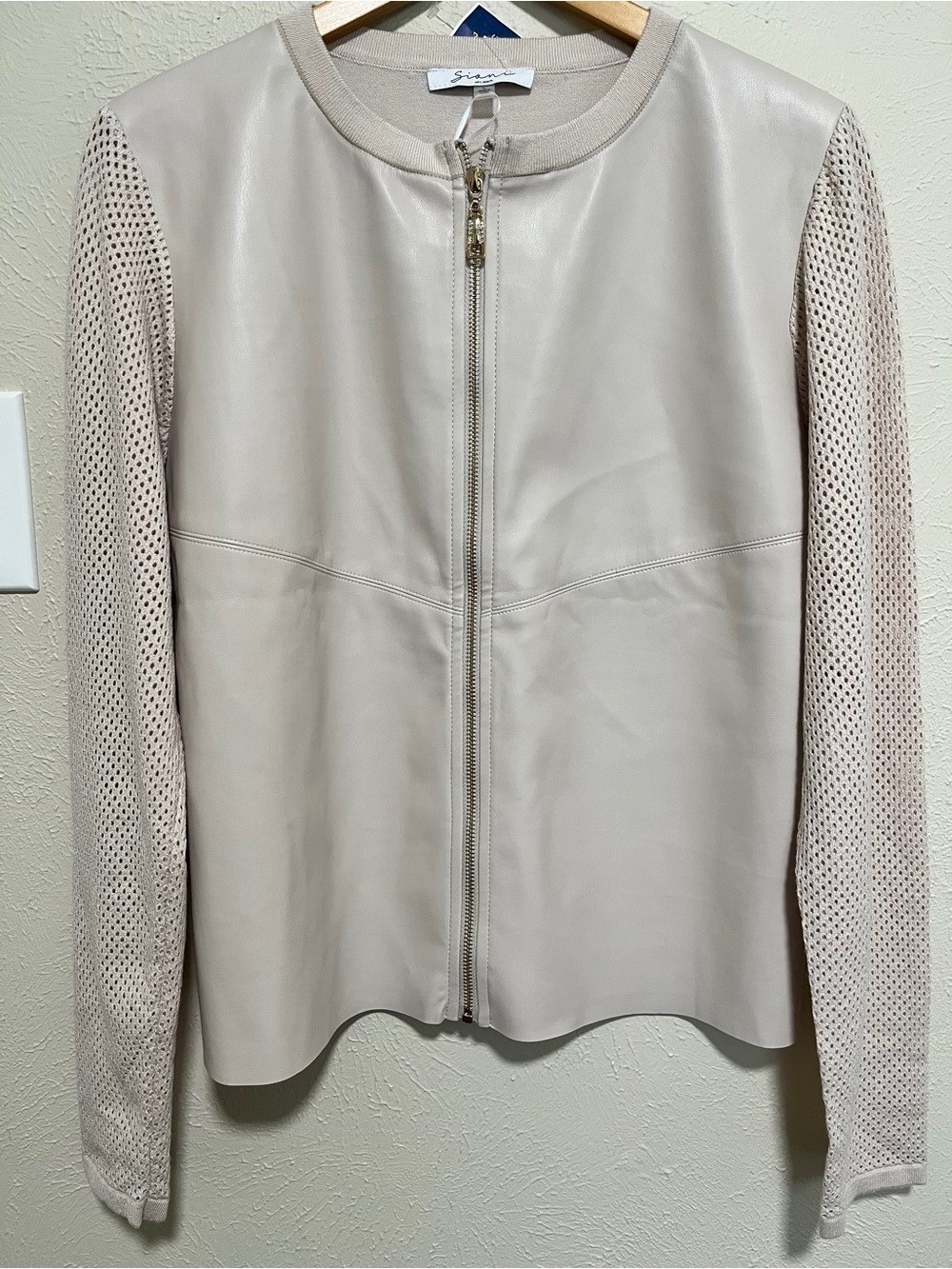 Signature Cream Leather Zip-Front Jacket